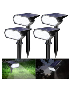 Focos Solares LED para Exterior 49 Luces IP65 - 4 Paquete Blanco Frío