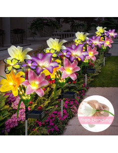 Luces de Jardín Solar Ostritec, 4 Lirios con Mariposas 2