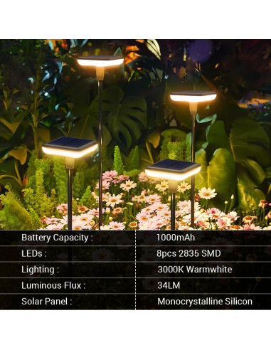 Luces Solares para Jardín Exterior Ainostone - Paquete de 4