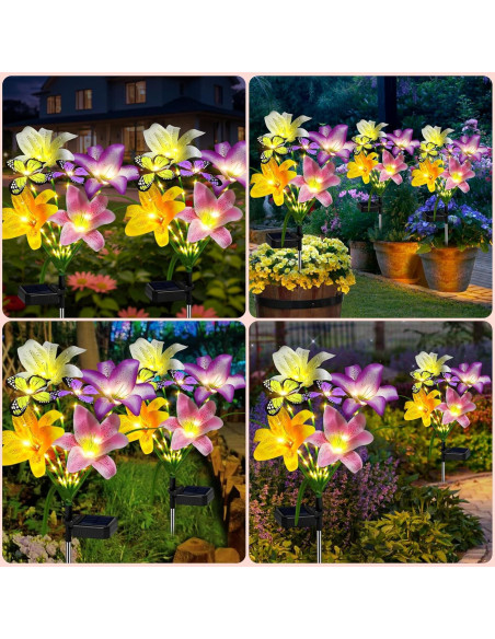 Luces de Jardín Solar Ostritec, 4 Lirios con Mariposas