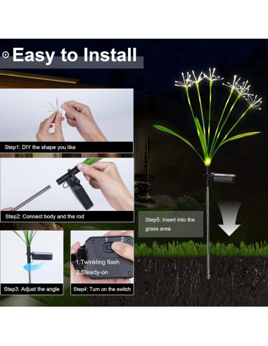 Luces de Jardín Solares Quanzhou - Paquete de 2, IP65, 2 Modos