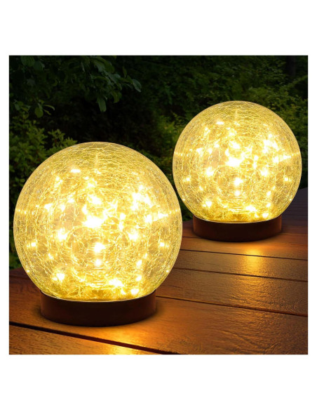 Juego de 2 luces solares de jardín ASOMST vidrio agrietado