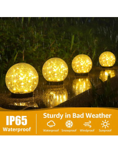 Juego de 2 luces solares de jardín ASOMST vidrio agrietado 2