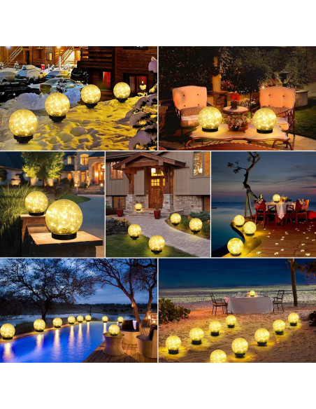 Juego de 2 luces solares de jardín ASOMST vidrio agrietado