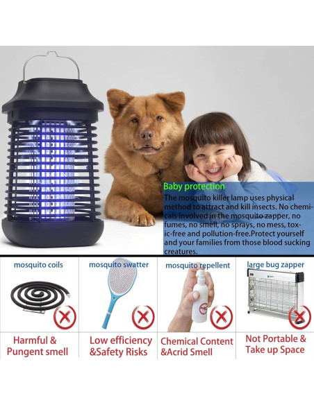 Trampa de Insectos ZFITEI 15W con Cable de 3m y Luz UV