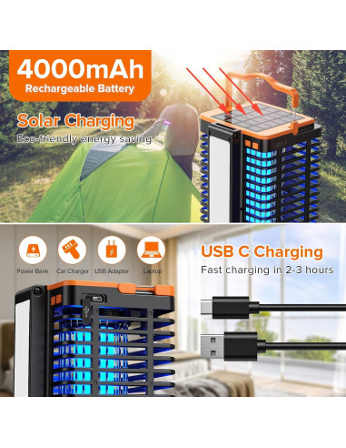 Trampa Eléctrica para Mosquitos Kiies Solar 4000mAh 4200V