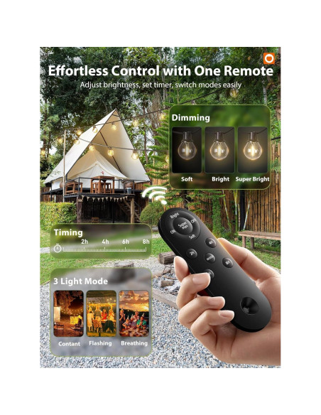 Luces de Cadena Solares Addlon 30.48m con Control Remoto 54 LED