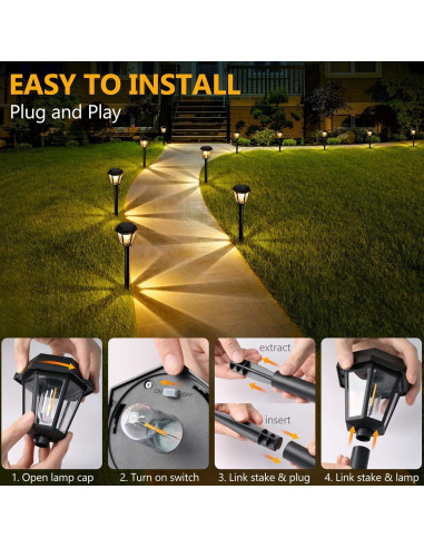 Luces Solares Exteriores Blansong 8 Unidades 3000K Impermeables