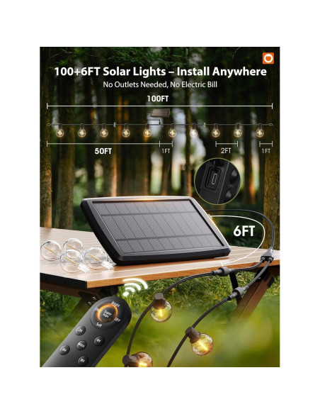 Luces de Cadena Solares Addlon 30.48m con Control Remoto 54 LED