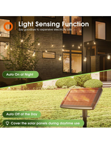 Luces de Cadena Solares Addlon 30.48m con Control Remoto 54 LED