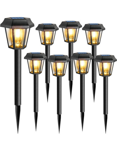 Luces Solares Exteriores Blansong 8 Unidades 3000K Impermeables