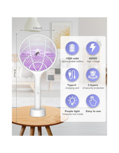 Raqueta Eléctrica DEEZEE 2Pack para Moscas y Mosquitos 4000V