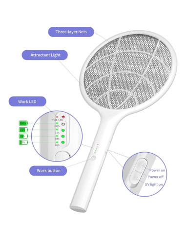 Raqueta Eléctrica DEEZEE 2Pack para Moscas y Mosquitos 4000V