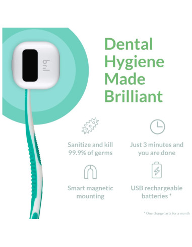 Desinfectante de Cepillos de Dientes Bril UV-C Portátil Azul y Blanco