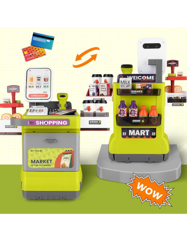 Caja Registradora Juguete deAO para Niños Verde 48PCS