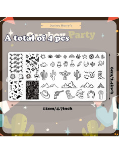 Juego de Plantillas de Estampado de Uñas JarThenaAMCS 4 Piezas 2