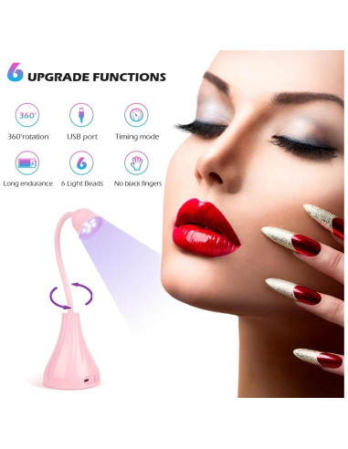 Lámpara de Uñas LED UV XSMNER Rosa 18W Inalámbrica 360