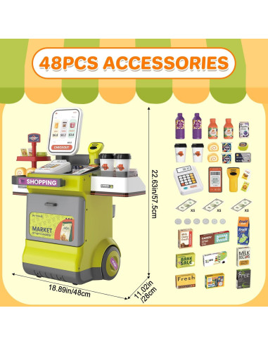 Caja Registradora Juguete deAO para Niños Verde 48PCS