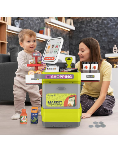 Caja Registradora Juguete deAO para Niños Verde 48PCS