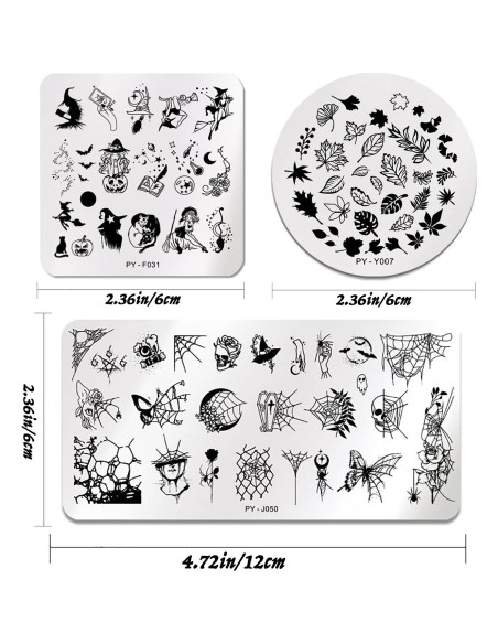 Kit 6 Placas Estampado Uñas Halloween OCOUYVD Acero Inoxidable