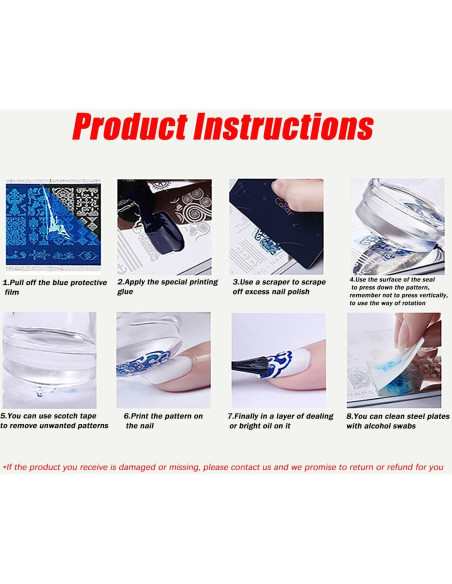 Kit 6 Placas Estampado Uñas Halloween OCOUYVD Acero Inoxidable