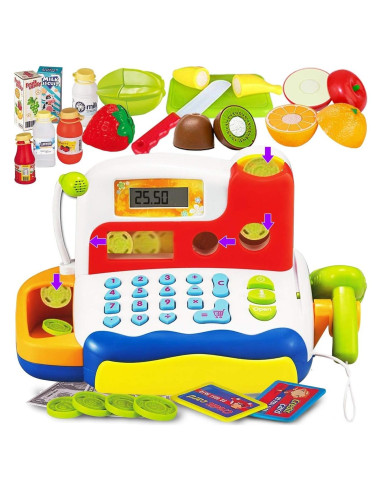 Caja Registradora Interactiva FUNERICA con Monedas y Comida