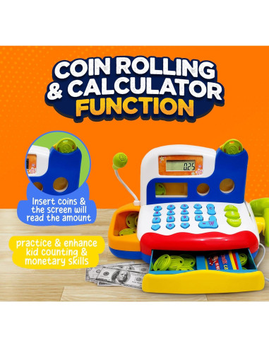 Caja Registradora Interactiva FUNERICA con Monedas y Comida