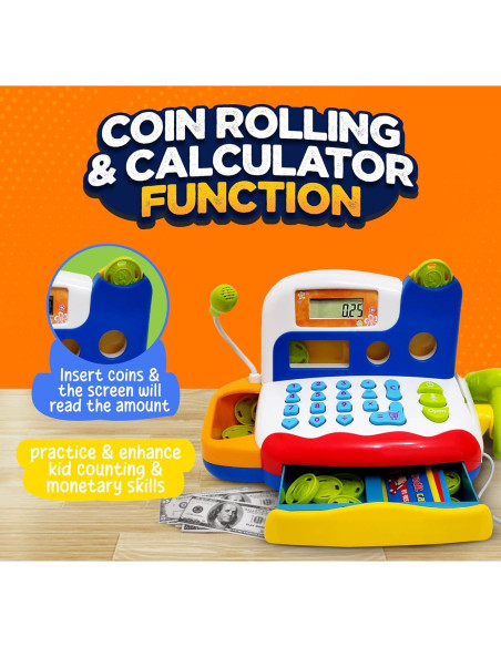 Caja Registradora Interactiva FUNERICA con Monedas y Comida