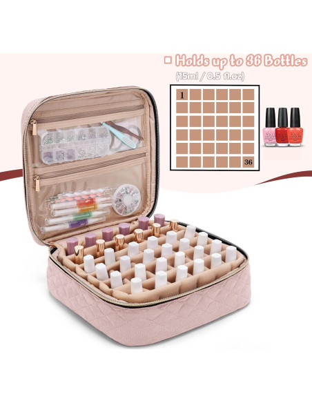 Bolsa de Transporte para Esmalte de Uñas YARWO Rosa 36 Botellas