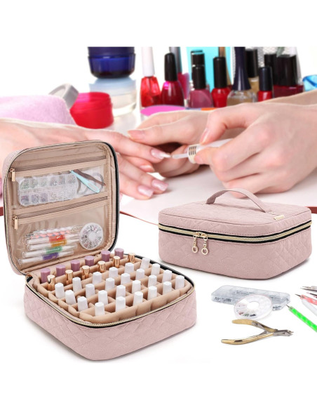 Bolsa de Transporte para Esmalte de Uñas YARWO Rosa 36 Botellas