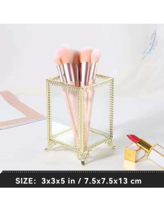 Organizador de Brochas de Maquillaje Vintage Yueqing - Vidrio y Perlas 2