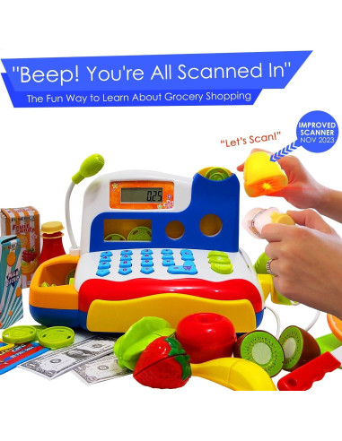 Caja Registradora Interactiva FUNERICA con Monedas y Comida