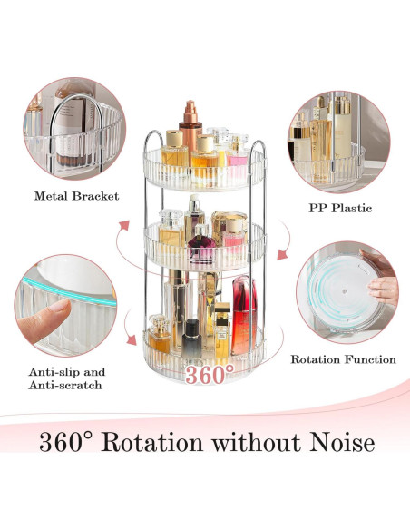 Organizador de Maquillaje Rotatorio 360 ALUYUYO 3 Niveles