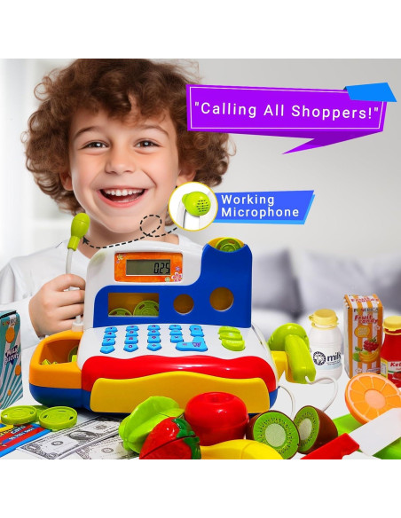 Caja Registradora Interactiva FUNERICA con Monedas y Comida