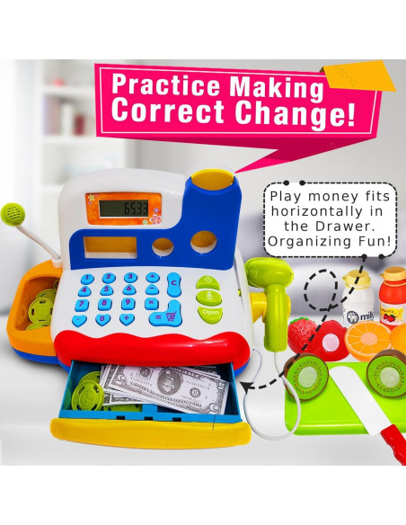 Caja Registradora Interactiva FUNERICA con Monedas y Comida