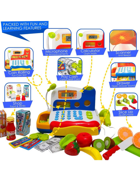 Caja Registradora Interactiva FUNERICA con Monedas y Comida