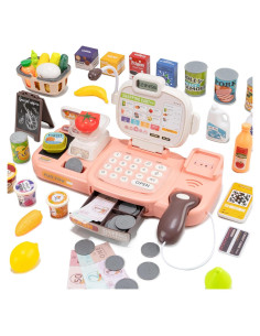 Juego de Caja Registradora POFJOEQ Rosa 77 Piezas para Niños