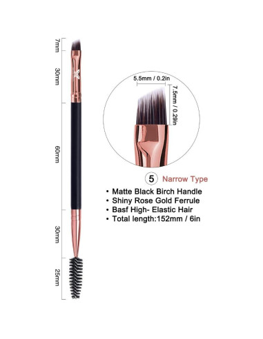 Pincel de Cejas Angulado Existing Beauty con Spoolie - 1 Cuenta