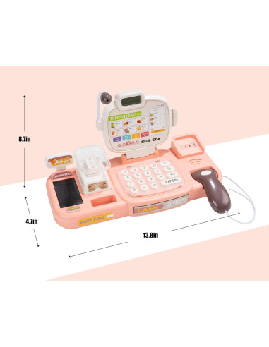 Juego de Caja Registradora POFJOEQ Rosa 77 Piezas para Niños