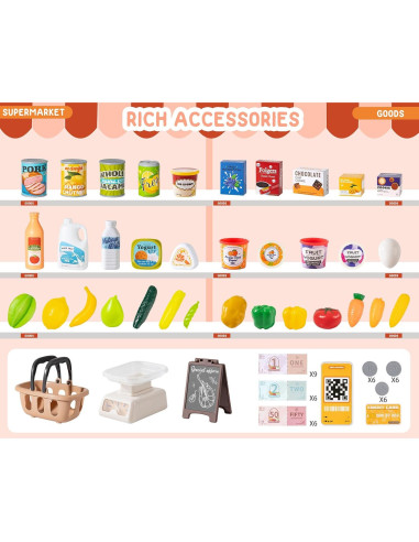 Juego de Caja Registradora POFJOEQ Rosa 77 Piezas para Niños