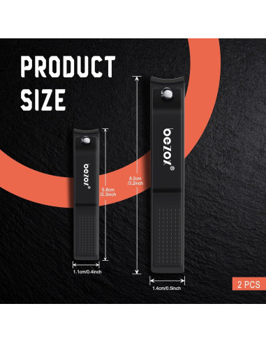 Cortauñas BEZOX de Acero Inoxidable - Juego de 2 Unidades