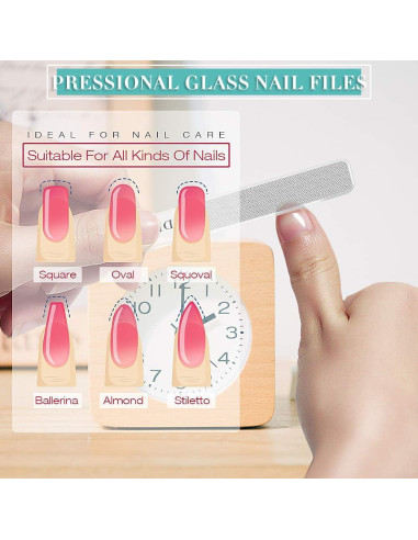 Lima de Uñas de Vidrio DRMODE - Kit 2PC para Uñas Naturales