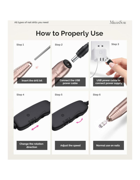 Taladro de Uñas Eléctrico MelodySusie PC120I 20,000RPM