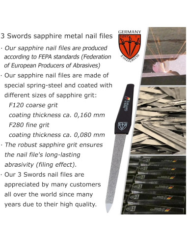 Juego de Lima de Uñas Zafiro 3 Espadas Alemania 3 Piezas