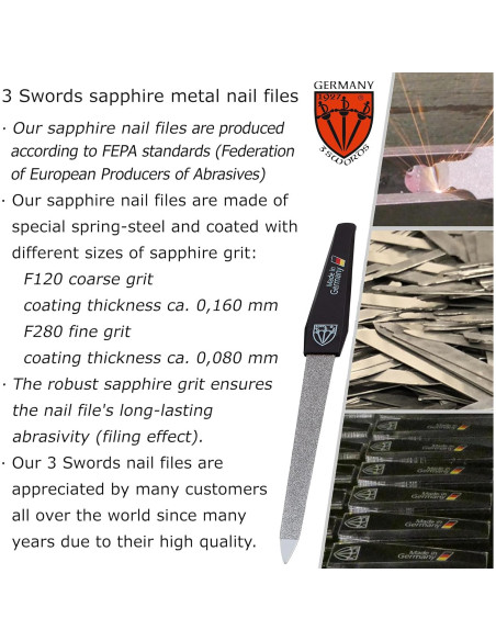 Juego de Lima de Uñas Zafiro 3 Espadas Alemania 3 Piezas
