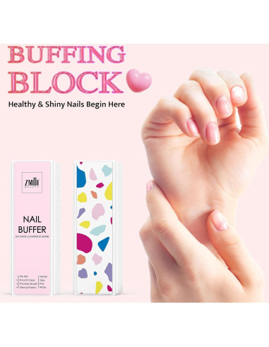 Bloque de Pulido de Uñas ZMOI - Paquete de 2 - 4 Vías Rosa
