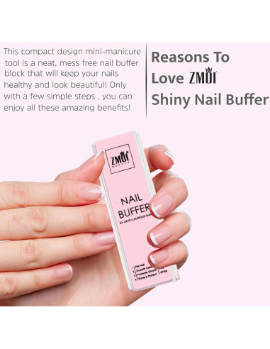 Bloque de Pulido de Uñas ZMOI - Paquete de 2 - 4 Vías Rosa