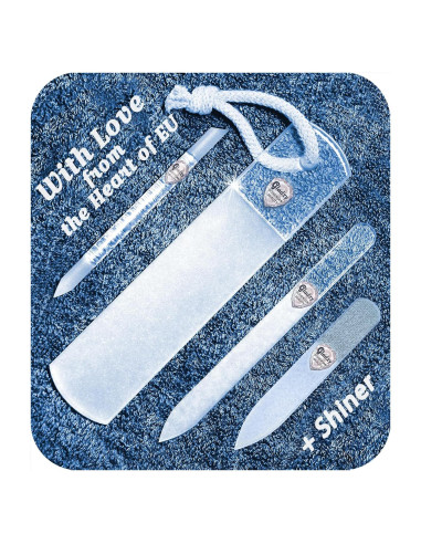 Juego de Lima de Uñas de Vidrio Gladzy - 4 Piezas Profesional