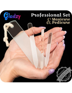 Juego de Lima de Uñas de Vidrio Gladzy - 4 Piezas Profesional 2