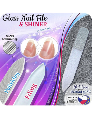 Juego de Lima de Uñas de Vidrio Gladzy - 4 Piezas Profesional